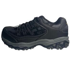 New Sketchers Mens Cankton Steel Toe Black Construction Shoe Memory Foam 9.5